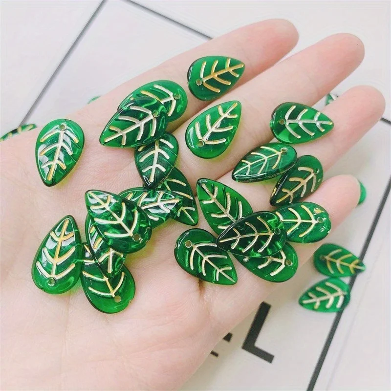 Jewelry Making Looper Tool - 20pcs/lot Green Small Leaf Shape Beads