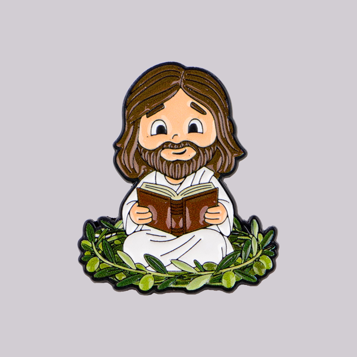 Jewelry Making Journal - Jesus Enamel Pin Reading Book Brooch