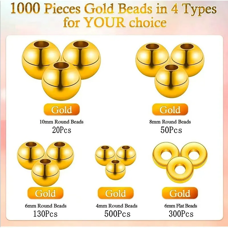1000pcs Golden Spacer Beads Ki - đánh giá và giá Jewelry Making Degree